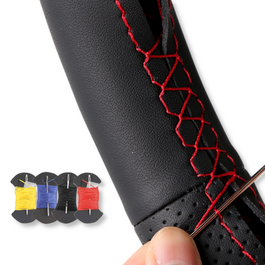 Couvre volant surpiqûre jaune cuir ou alcantara pour Peugeot 206