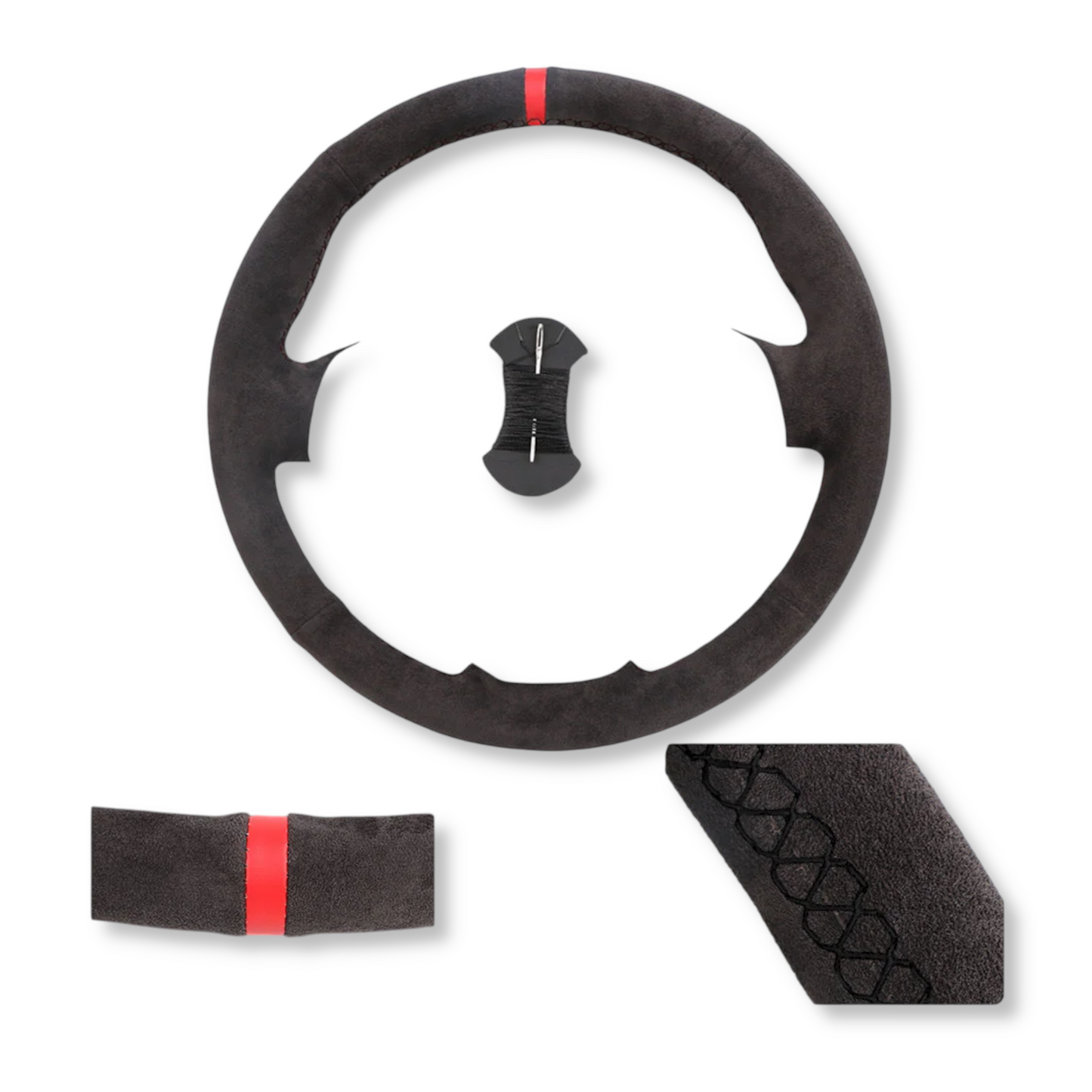 Couvre volant surpiqûre noire cuir ou alcantara pour Peugeot 206