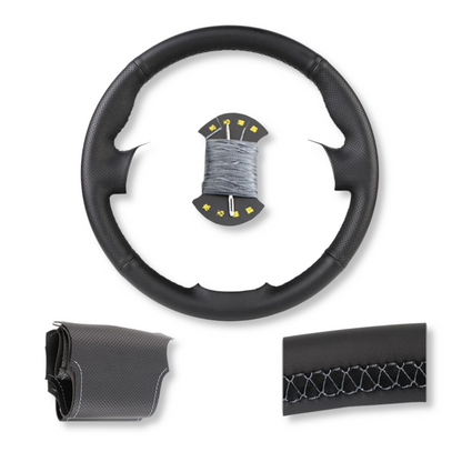 Couvre volant cuir surpiqûre grise pour Peugeot 206