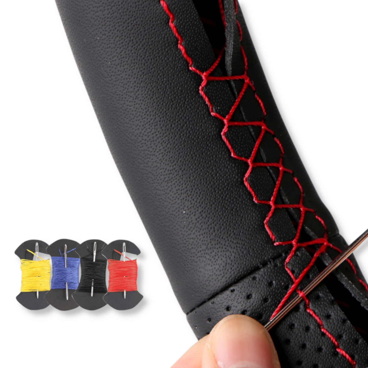 Couvre volant surpiqûre jaune cuir ou alcantara pour Peugeot 206