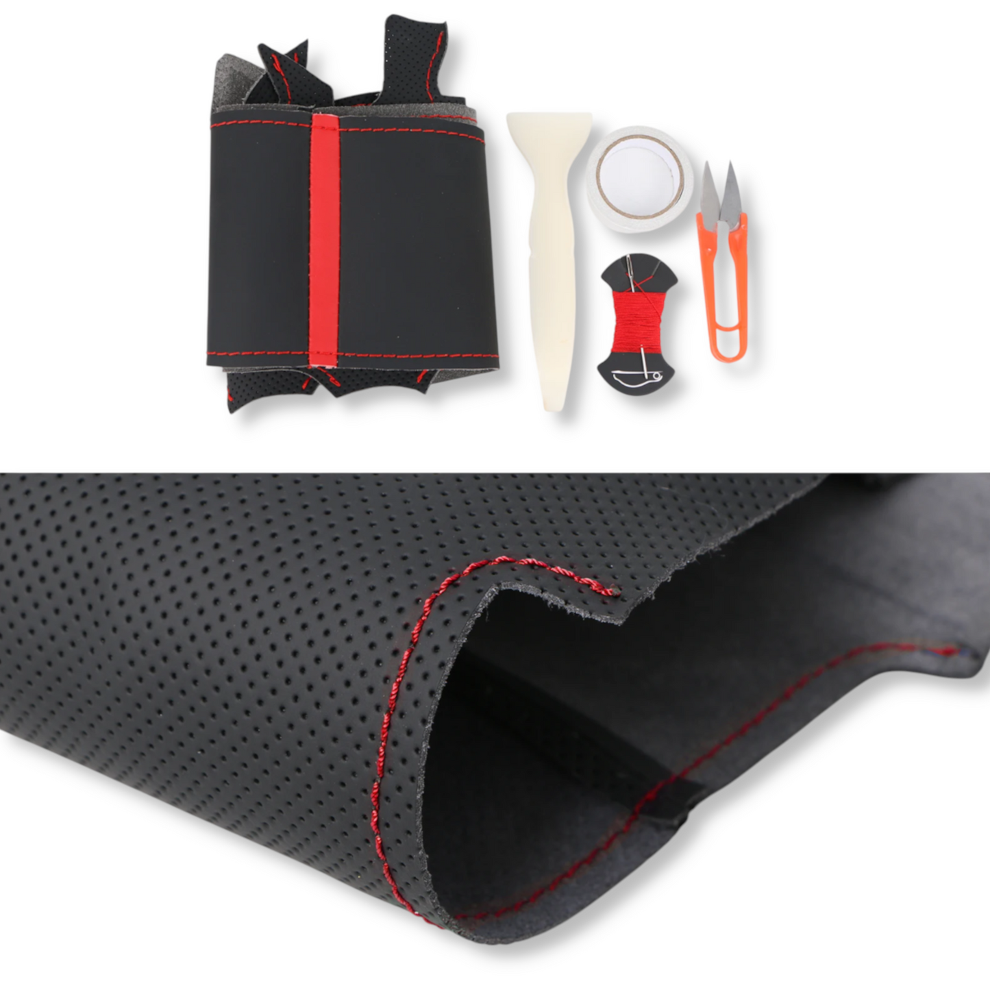 Couvre volant cuir surpiqûre grise pour Peugeot 206