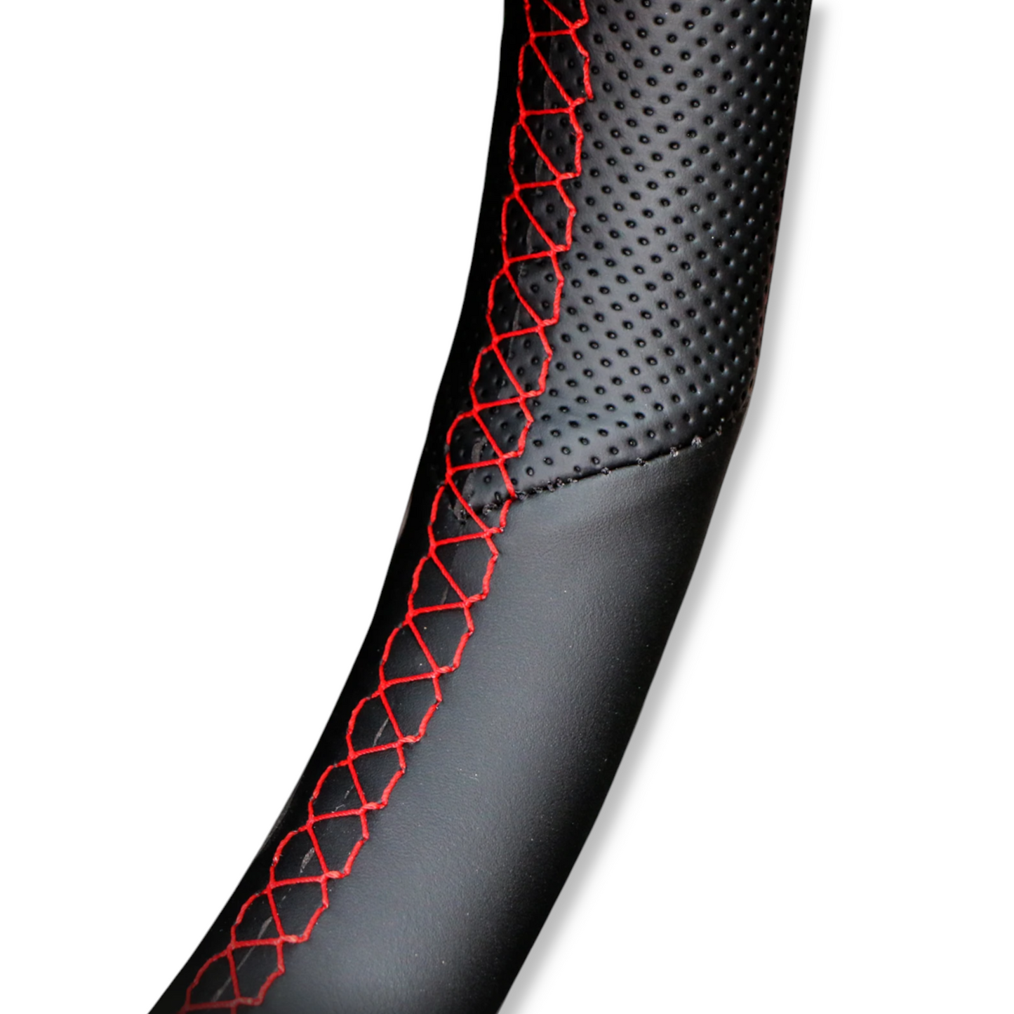 Couvre volant surpiqûre rouge cuir ou alcantara pour Peugeot 206