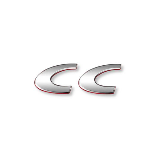 Sigle métal CC chrome finition rouge pour Peugeot 206