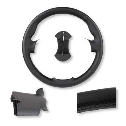 Couvre volant surpiqûre noire cuir ou alcantara pour Peugeot 206